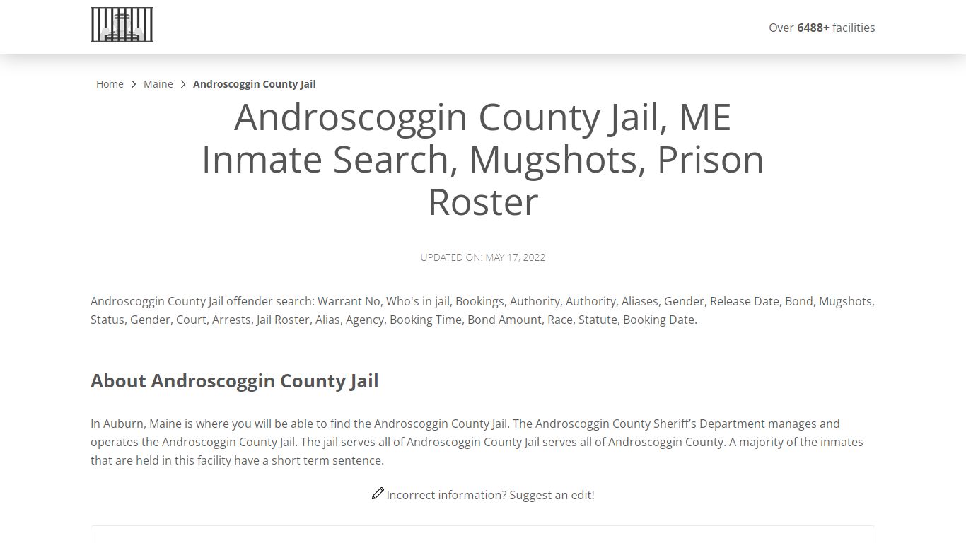 Androscoggin County Jail, ME Inmate Search, Mugshots ...