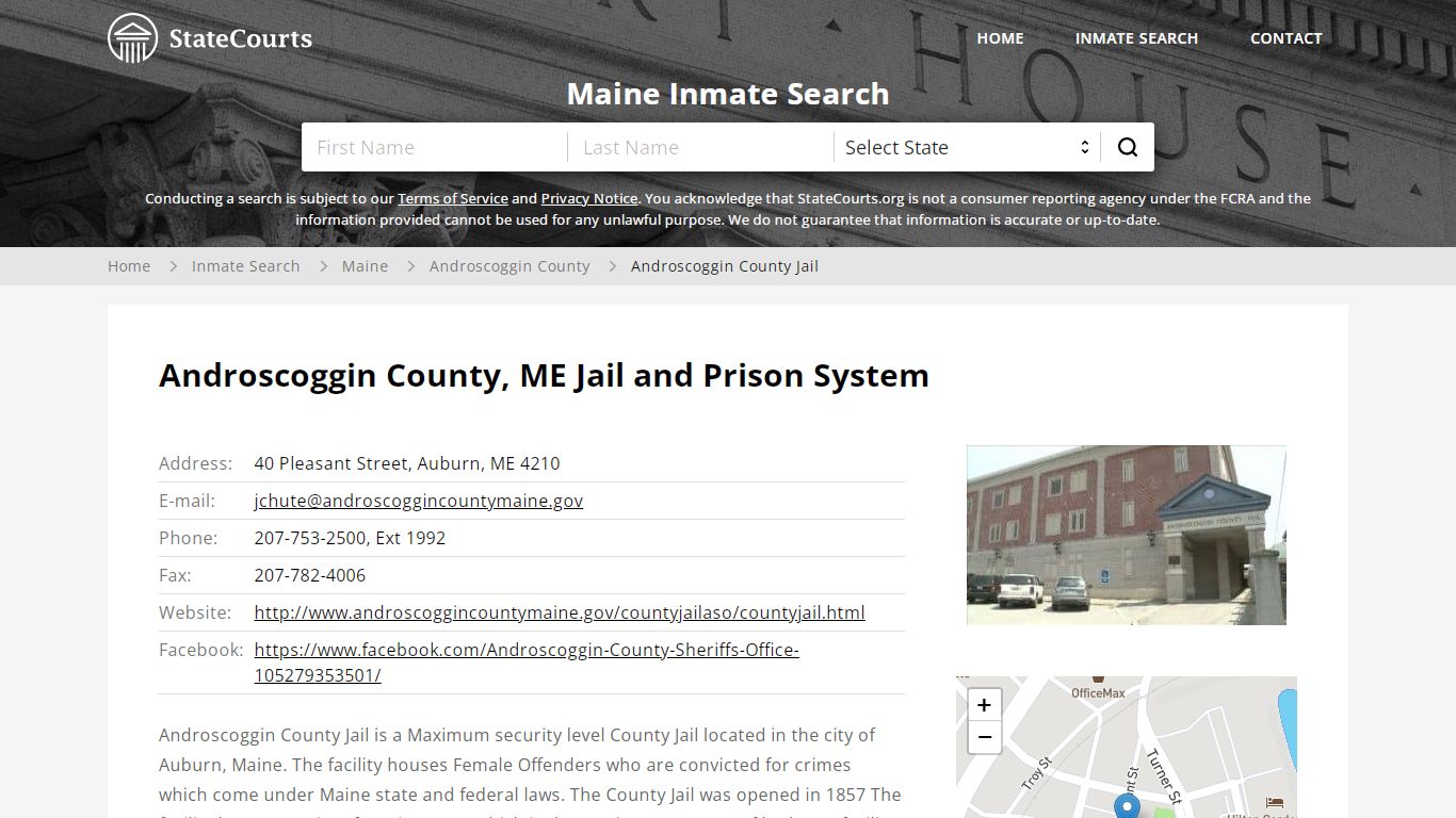 Androscoggin County Jail Inmate Records Search, Maine ...