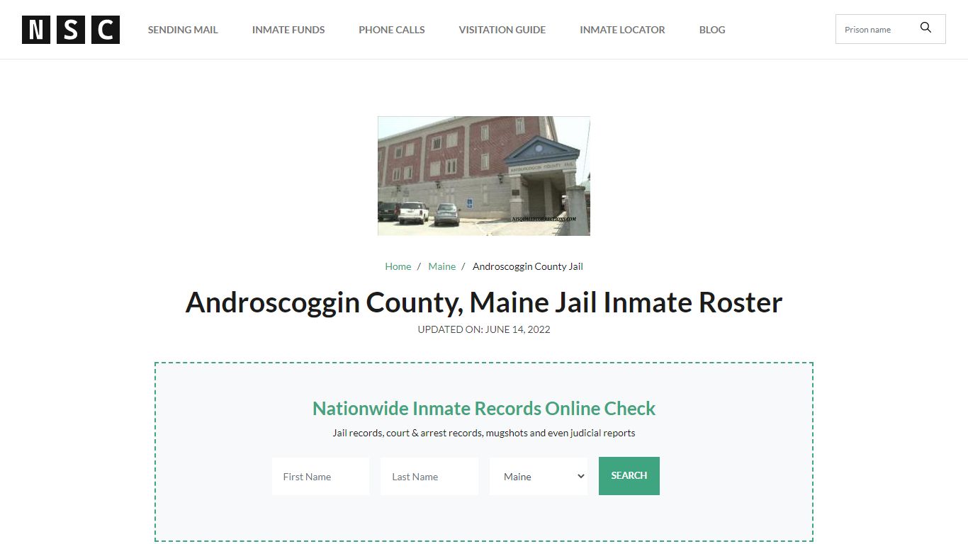 Androscoggin County, Maine Jail Inmate List